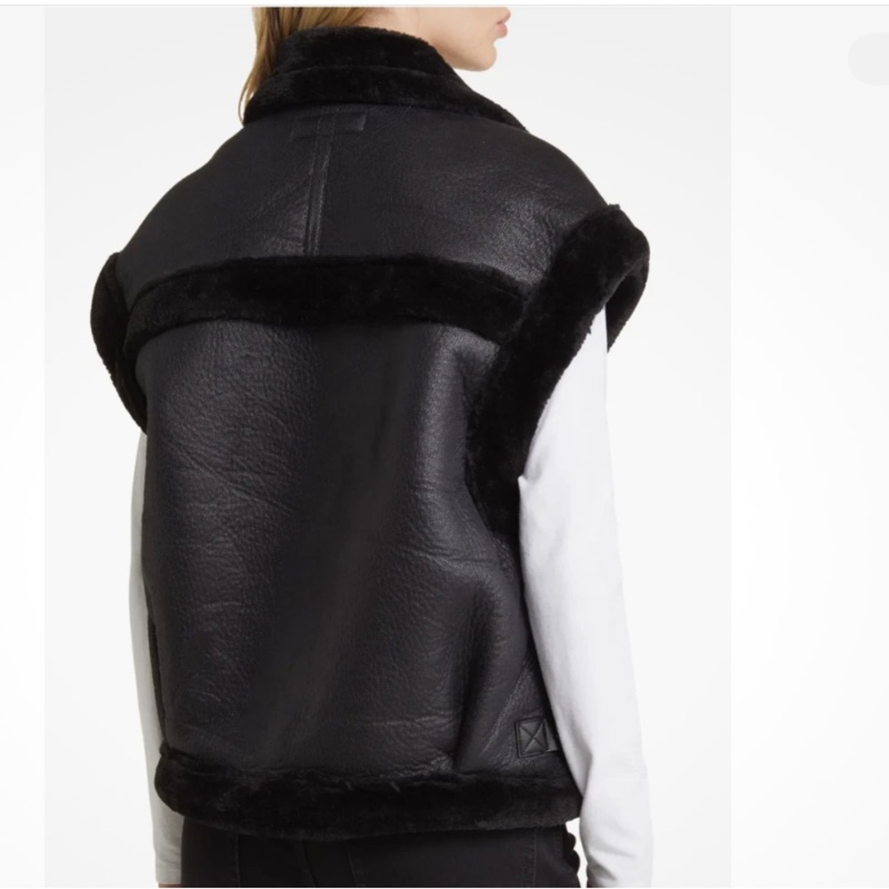 NEW BLANK NYC Black Sherpa Moto Vest retail $175 - Picture 2 of 11